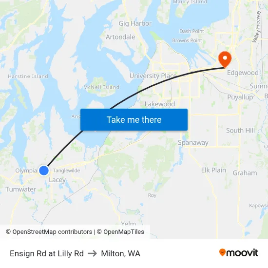 Ensign Rd at Lilly Rd to Milton, WA map