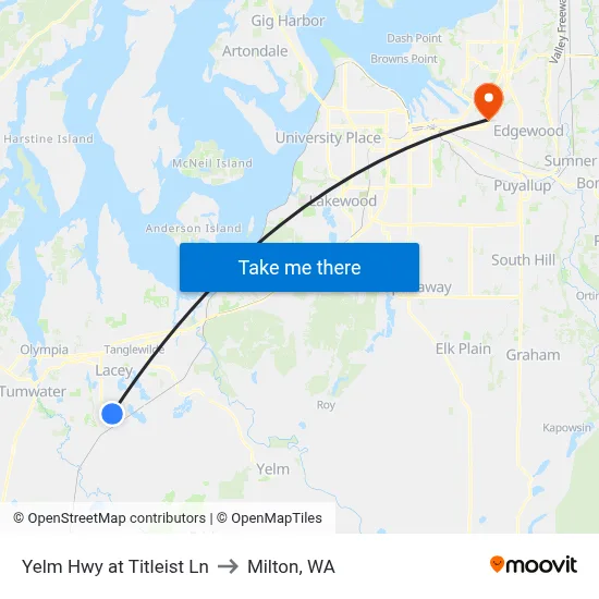 Yelm Hwy at Titleist Ln to Milton, WA map