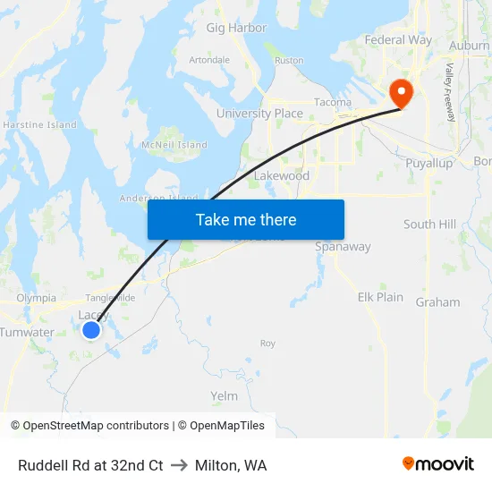 Ruddell Rd at 32nd Ct to Milton, WA map
