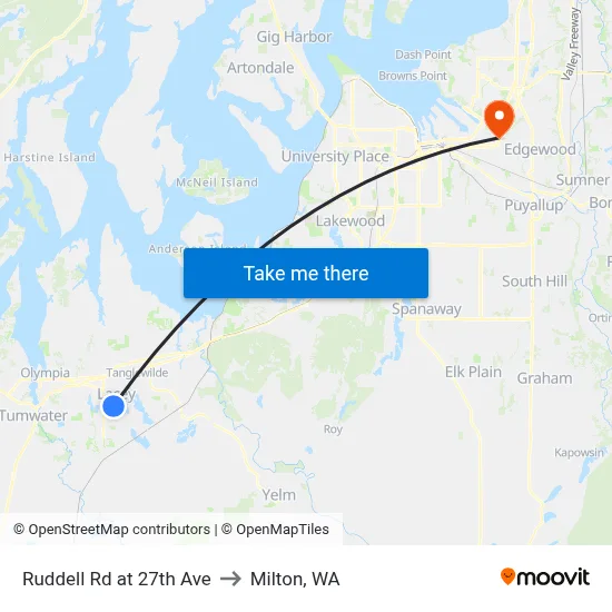 Ruddell Rd at 27th Ave to Milton, WA map