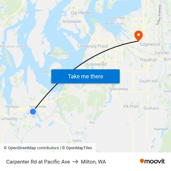 Carpenter Rd at Pacific Ave to Milton, WA map
