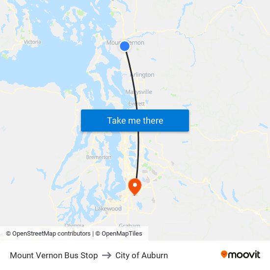 Mount Vernon Bus Stop to City of Auburn map
