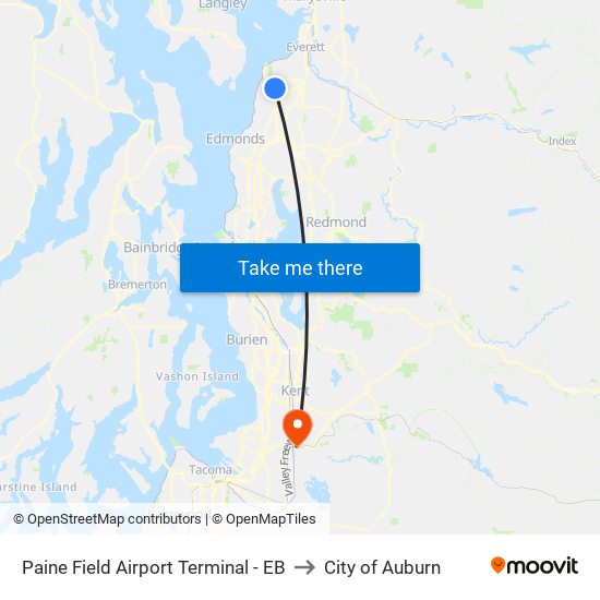 Paine Field Airport Terminal - EB to City of Auburn map