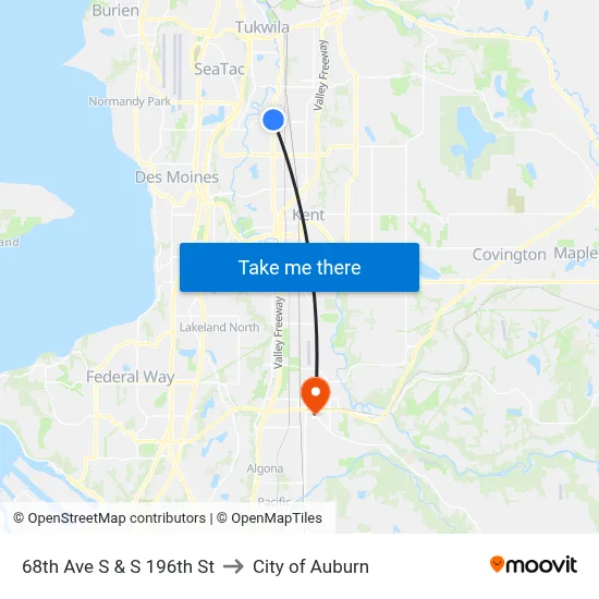 68th Ave S & S 196th St to City of Auburn map
