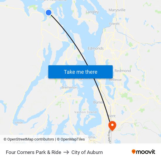 Four Corners Park & Ride to City of Auburn map