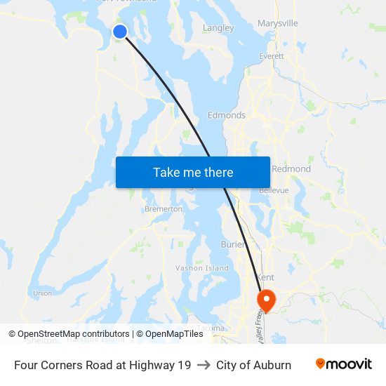 Four Corners Road at Highway 19 to City of Auburn map