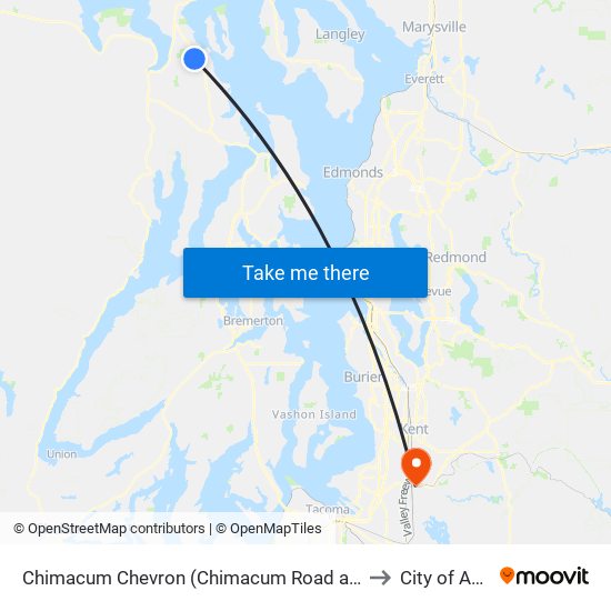 Chimacum Chevron (Chimacum Road at Highway 19) to City of Auburn map