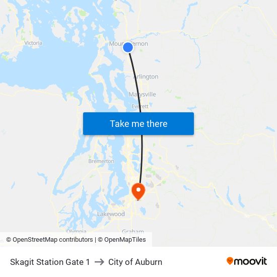 Skagit Station Gate 1 to City of Auburn map