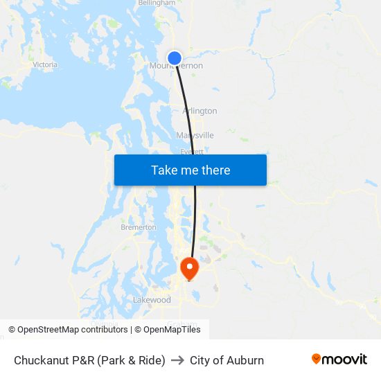 Chuckanut P&R (Park & Ride) to City of Auburn map