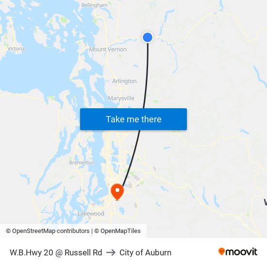 W.B.Hwy 20 @ Russell Rd to City of Auburn map