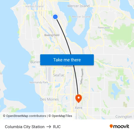 Columbia City Station to RJC map