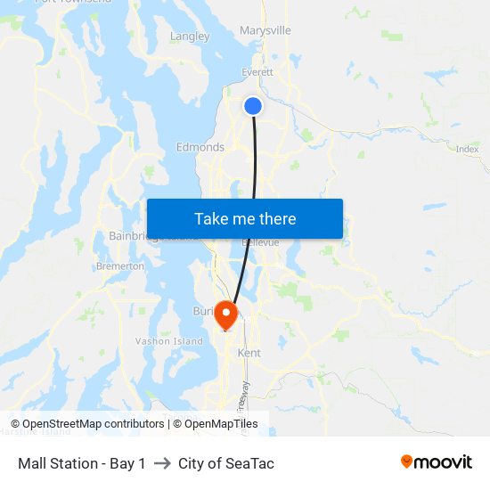 Mall Station - Bay 1 to City of SeaTac map