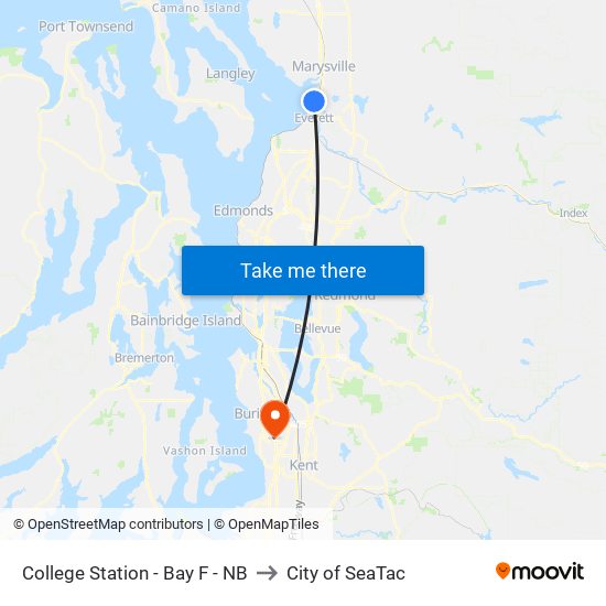 College Station - Bay F - NB to City of SeaTac map