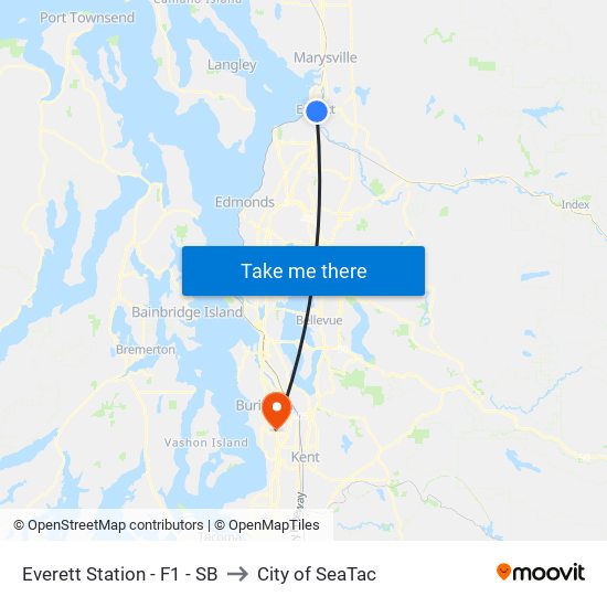 Everett Station - F1 - SB to City of SeaTac map