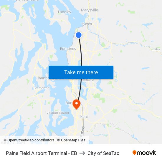 Paine Field Airport Terminal - EB to City of SeaTac map