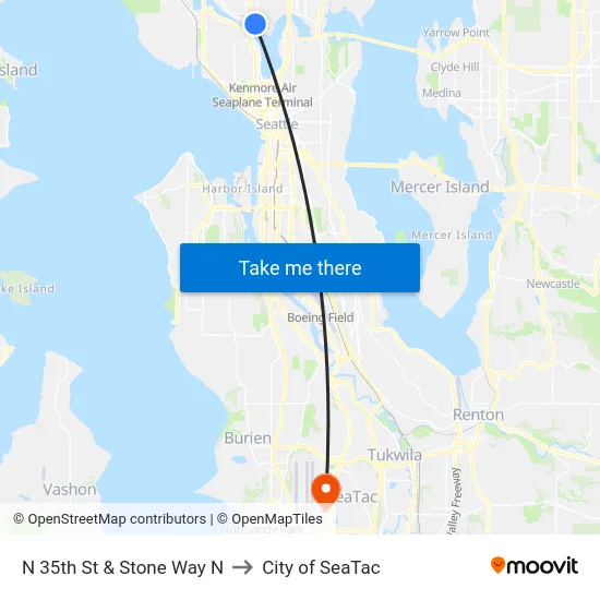 N 35th St & Stone Way N to City of SeaTac map