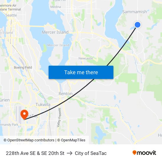 228th Ave SE & SE 20th St to City of SeaTac map