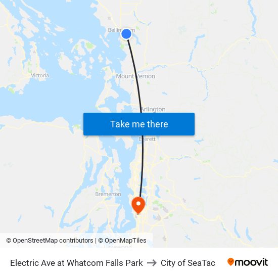 Electric Ave at Whatcom Falls Park to City of SeaTac map