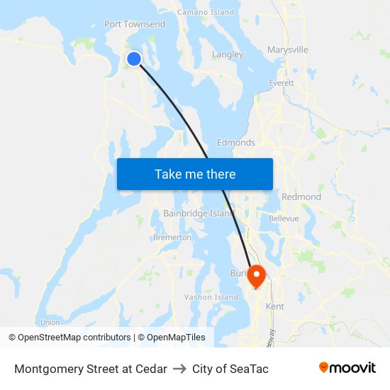 Montgomery Street at Cedar to City of SeaTac map