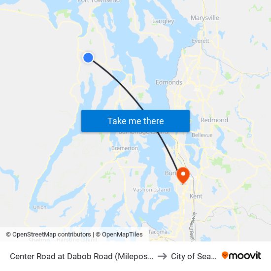 Center Road at Dabob Road (Milepost 7.67) to City of SeaTac map