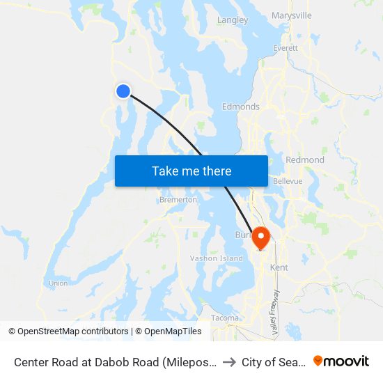 Center Road at Dabob Road (Milepost 11.7) to City of SeaTac map