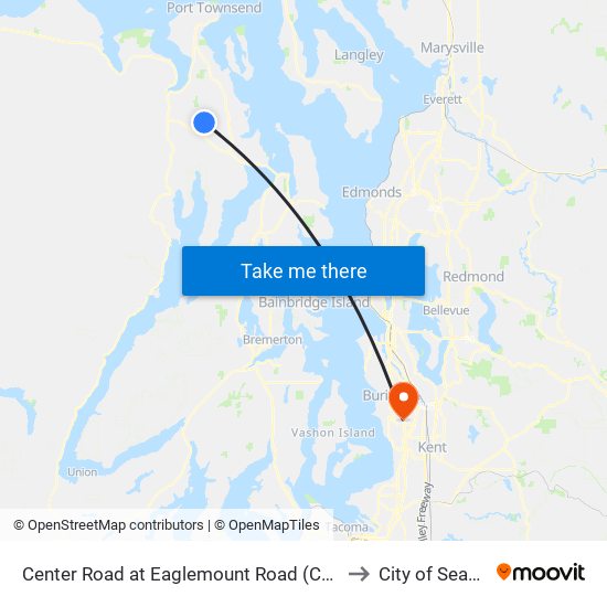 Center Road at Eaglemount Road (Center) to City of SeaTac map