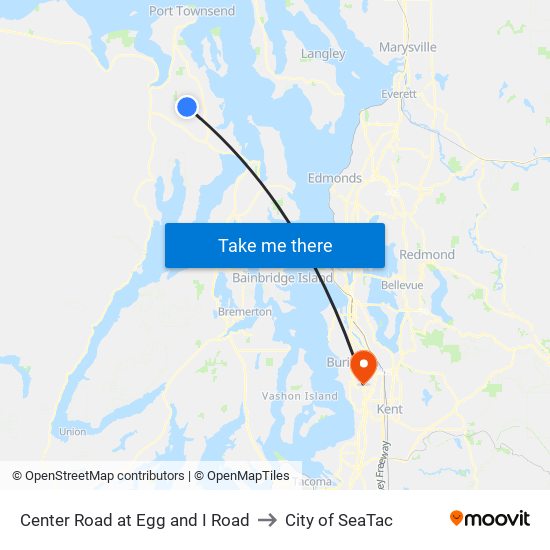 Center Road at Egg and I Road to City of SeaTac map