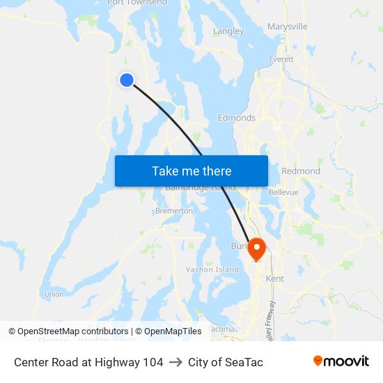 Center Road at Highway 104 to City of SeaTac map