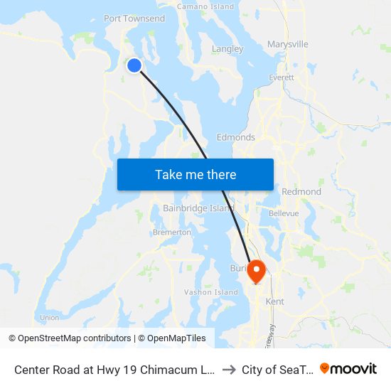 Center Road at Hwy 19 Chimacum Light to City of SeaTac map