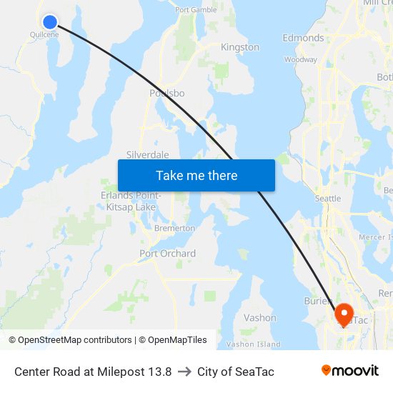 Center Road at Milepost 13.8 to City of SeaTac map