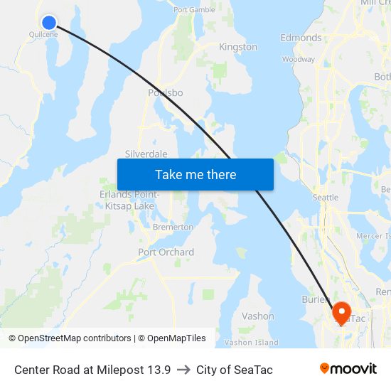 Center Road at Milepost 13.9 to City of SeaTac map