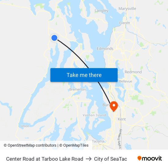 Center Road at Tarboo Lake Road to City of SeaTac map
