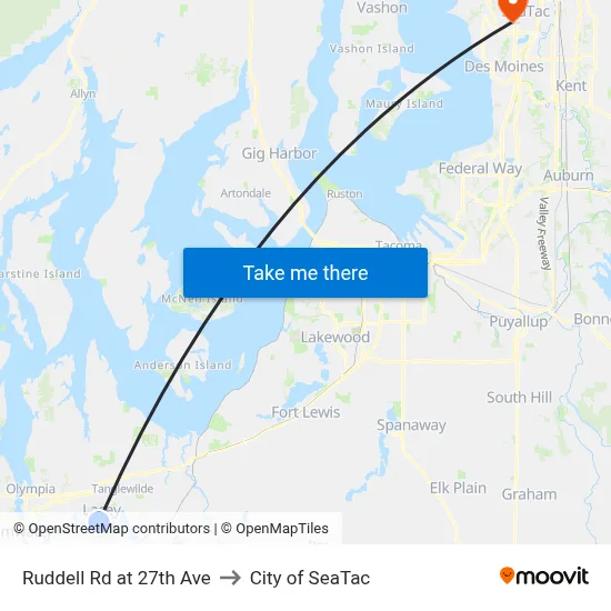 Ruddell Rd at 27th Ave to City of SeaTac map