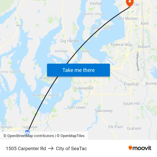 1505 Carpenter Rd to City of SeaTac map