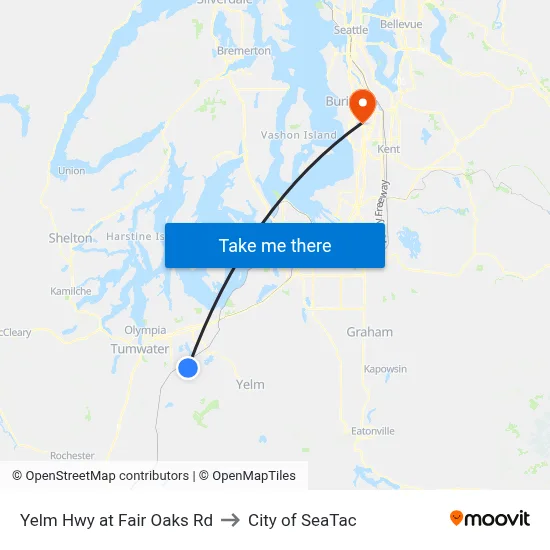 Yelm Hwy at Fair Oaks Rd to City of SeaTac map