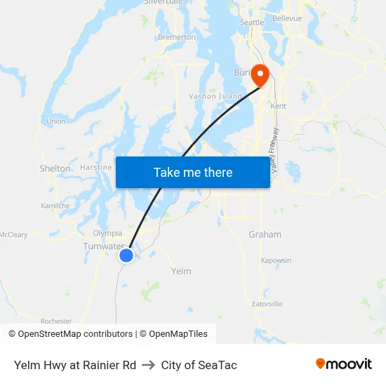 Yelm Hwy at Rainier Rd to City of SeaTac map