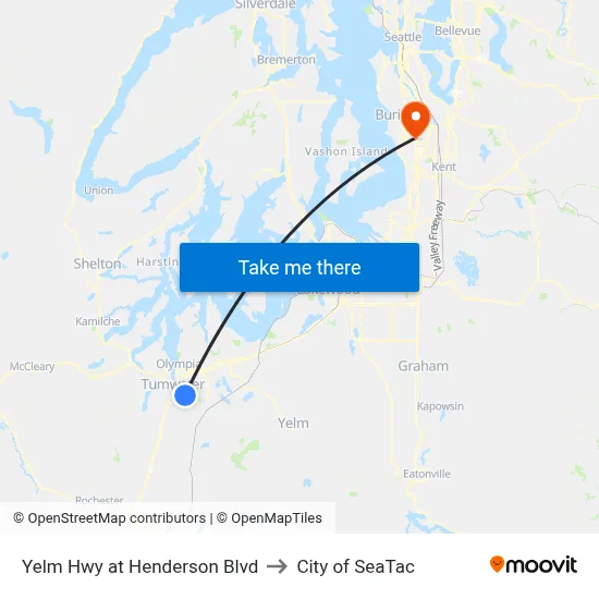 Yelm Hwy at Henderson Blvd to City of SeaTac map