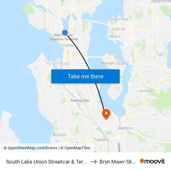 South Lake Union Streetcar & Terry Ave N to Bryn Mawr-Skyway map