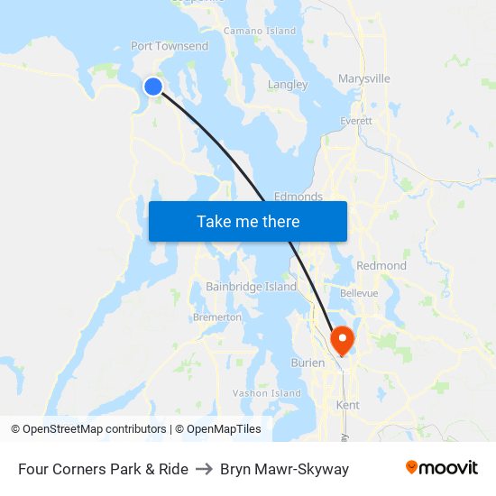 Four Corners Park & Ride to Bryn Mawr-Skyway map