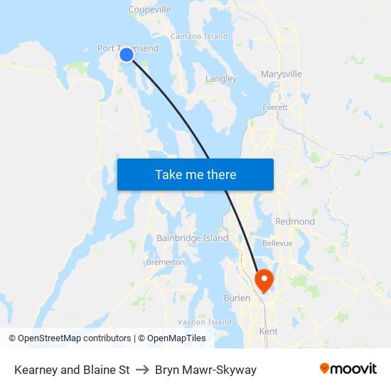 Kearney and Blaine St to Bryn Mawr-Skyway map