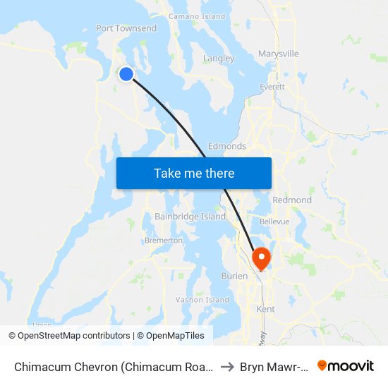 Chimacum Chevron (Chimacum Road at Highway 19) to Bryn Mawr-Skyway map