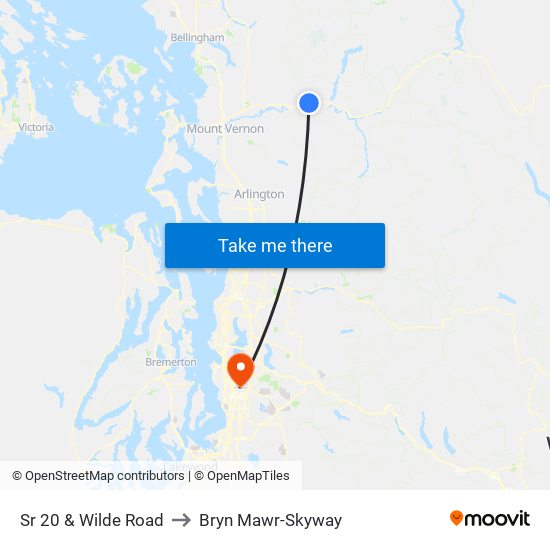 Sr 20 & Wilde Road to Bryn Mawr-Skyway map