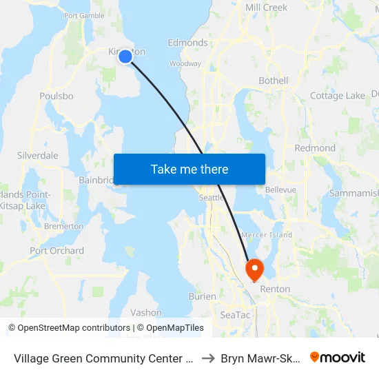 Village Green Community Center at Dulay to Bryn Mawr-Skyway map