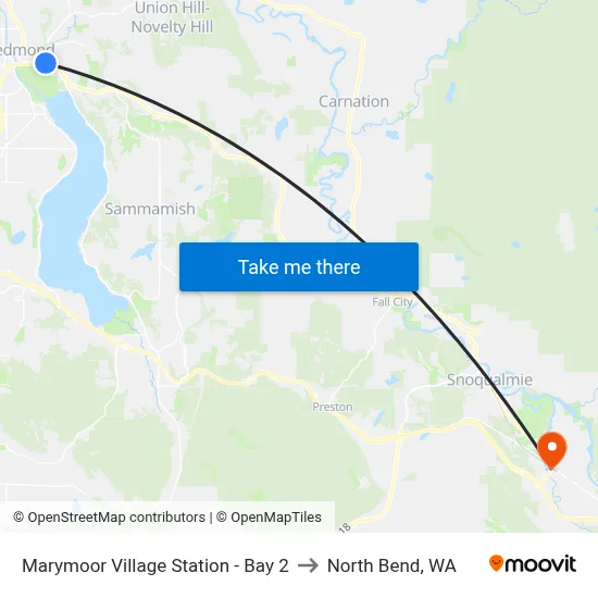 Marymoor Village Station - Bay 2 to North Bend, WA map