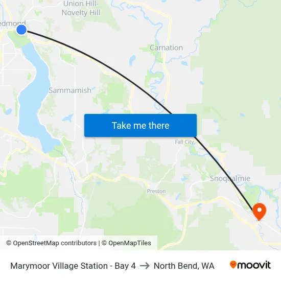 Marymoor Village Station - Bay 4 to North Bend, WA map