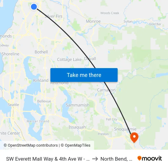 SW Everett Mall Way & 4th Ave W - WB to North Bend, WA map