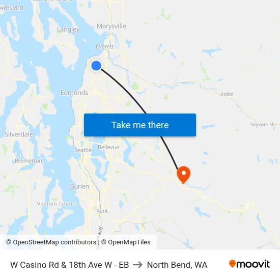W Casino Rd & 18th Ave W - EB to North Bend, WA map