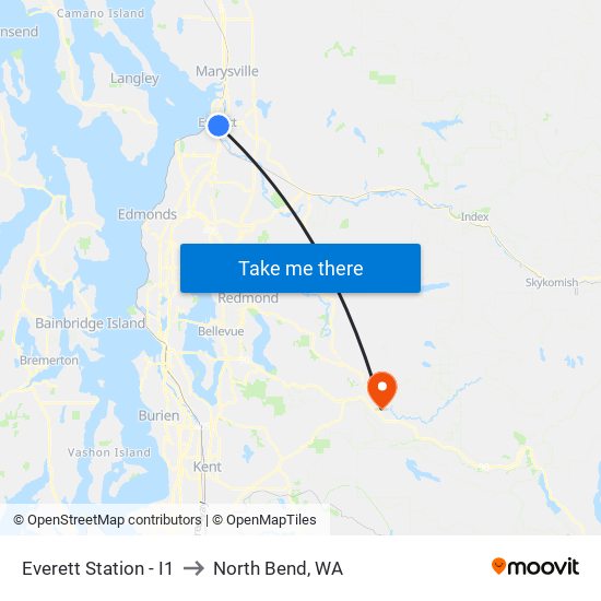 Everett Station - I1 to North Bend, WA map