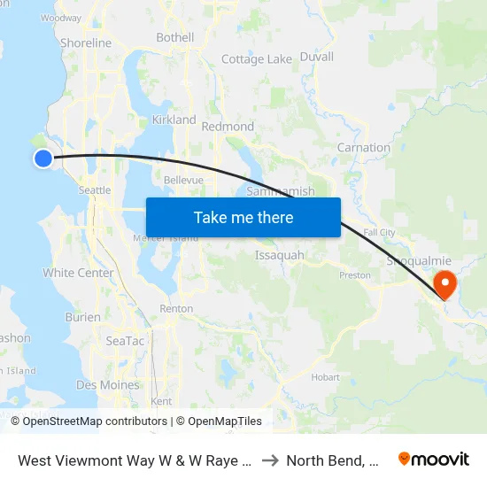 West Viewmont Way W & W Raye St to North Bend, WA map