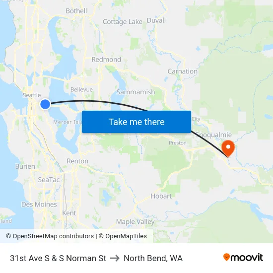 31st Ave S & S Norman St to North Bend, WA map